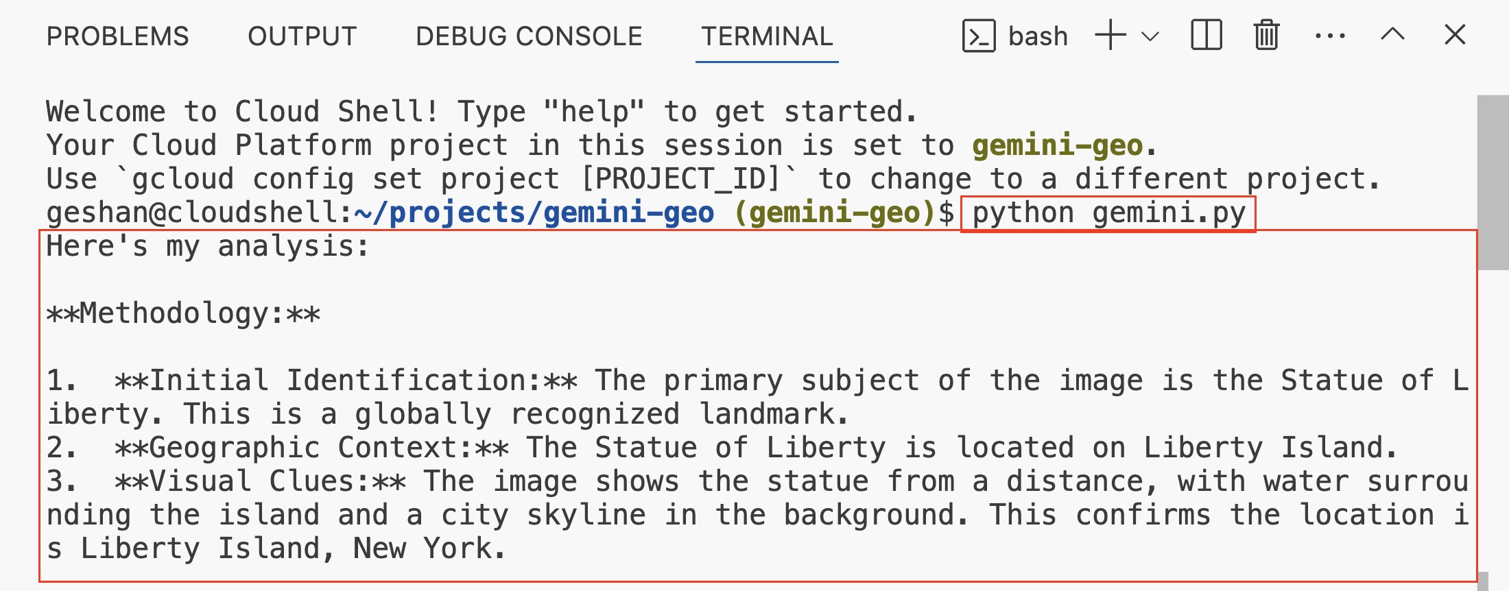 Code output